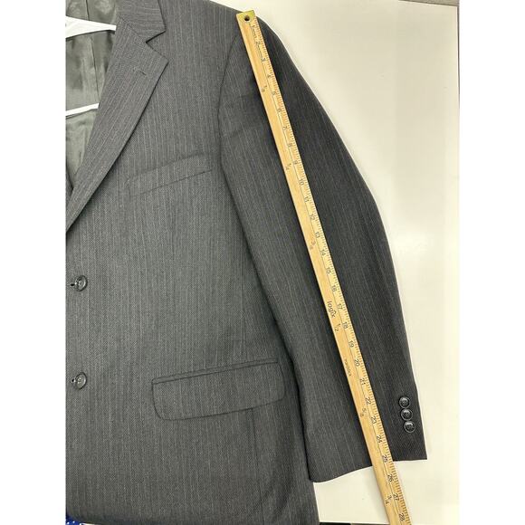Cross & Winsor Mens Suit Coat 42R Gray Pinstripe Two Button Up Single Breasted - Picture 15 of 16